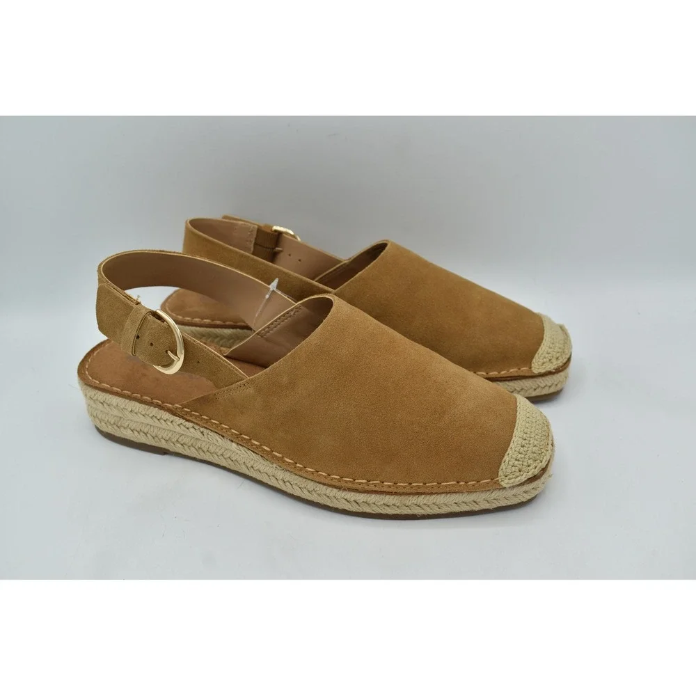 Blondo Hiliana Espadrille Sandals Womens 7.5 Tan Suede Water Resistant Platform